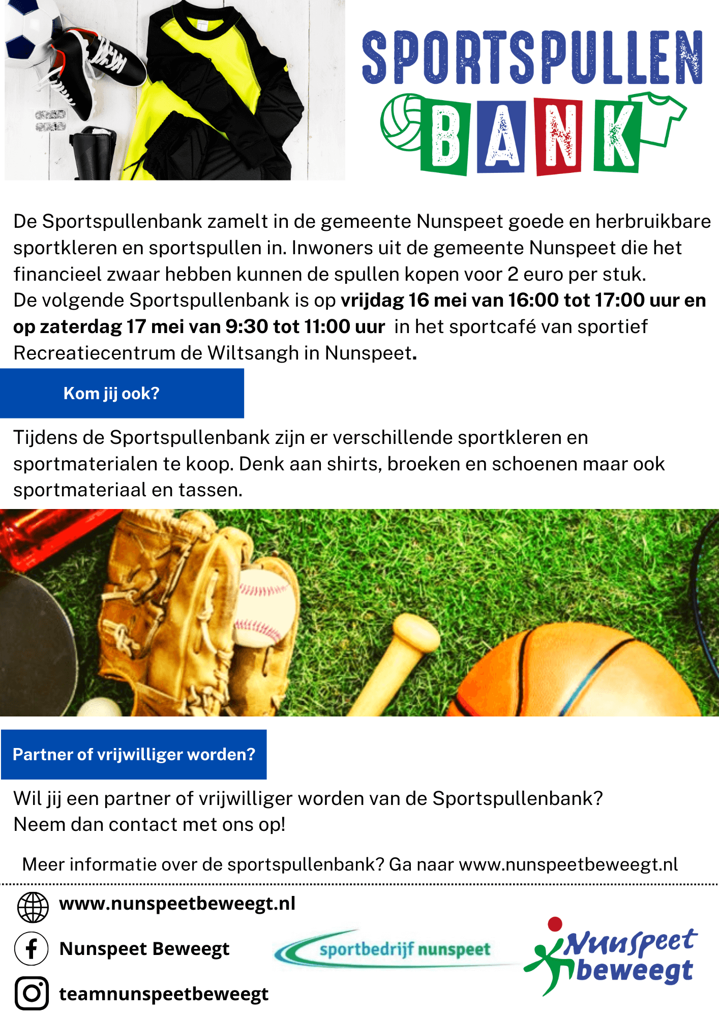Sportspullenbank – 16 en 17 mei